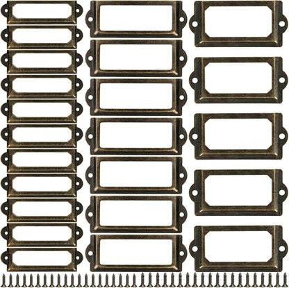 60 Pcs Office Library File Drawer Cabinet Card Tag Label Holder Metal Frame by Unknown