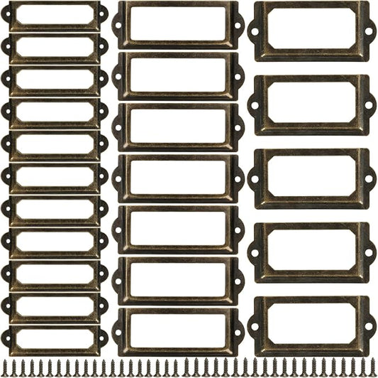 60 Pcs Office Library File Drawer Cabinet Card Tag Label Holder Metal Frame by Unknown