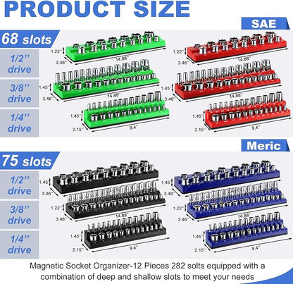 12 Pcs Magnetic Socket Organizer Set Compatible - Image 2