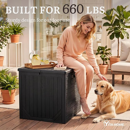 YITAHOME 150 Gallon Large Outdoor Deck Box, Lockable Resin Double-Wall Storage - Image 6