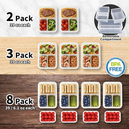 KIGI Lunch Container Set with Small Containers, 3 Compartment Food Storage - Image 6