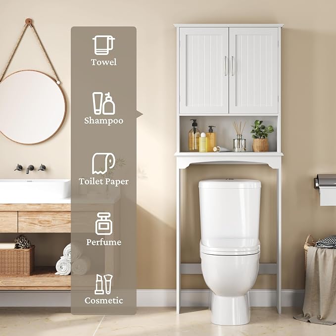Yaheetech Over the Toilet Storage Cabinet, Bathroom Organizer, Open Compartment - Image 7