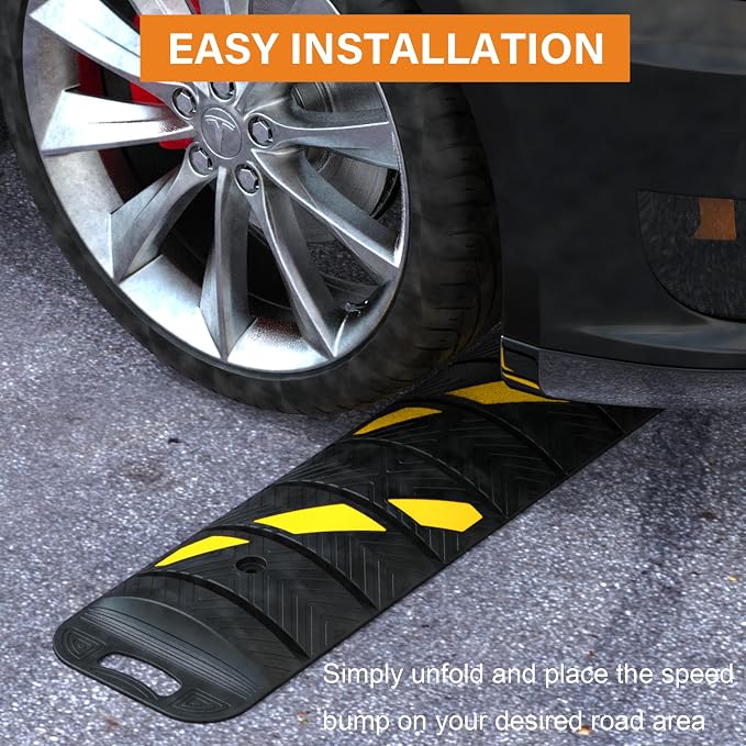 OrangeStar 6Ft Portable Rubber Speed Bump, Heavy Duty Speed Hump w/Reflective - Image 5
