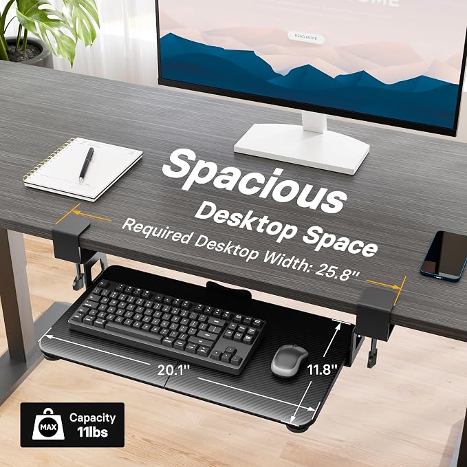 BONTEC KMT01-PJ Under Desk Keyboard Tray, Pull-Out Keyboard & Mouse Platform - Image 5