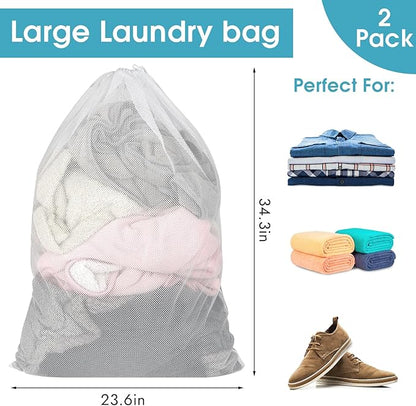 2 Pack Mesh Laundry Bags, 23 x 34 Inches Heavy Duty Mesh Laundry Bag, Large - Image 4