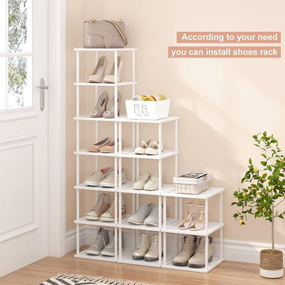 Bamboo Free Standing Shoe Rack Shelf Multi Tier Tall Wooden Stackable Shoes - Image 5