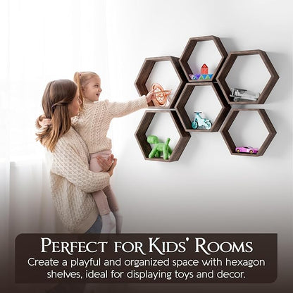 Hexagon Floating Shelves Set of 6 Honeycomb Shelves - Image 5