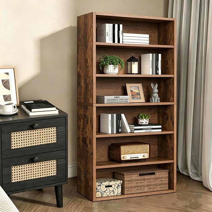 HealSmart 6 Tier Bookcase, Industrial 6 Book Shelf, 9.2" D x 23.8" W x 63" H - Image 7
