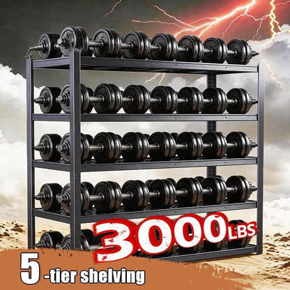 84" H Heavy Duty Wire Garage Shelving, 5-Tier Adjustable Industrial Metal - Image 4