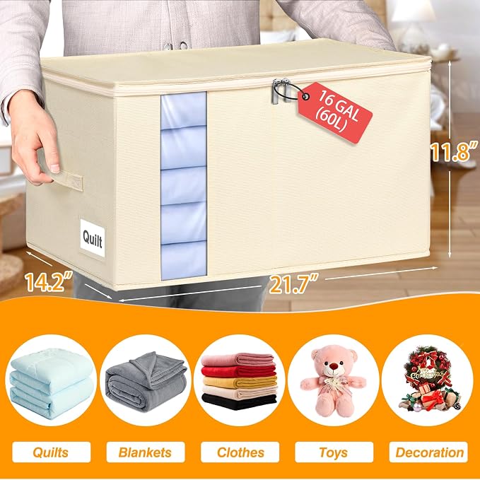 60L Blanket Storage Bin, Comforter Storage - Image 2