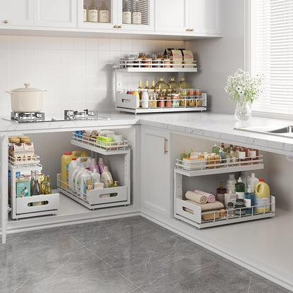 Under Sink Organizer Upgrade To Professional Rails, 2-Tier Dual Pull Out - Image 7