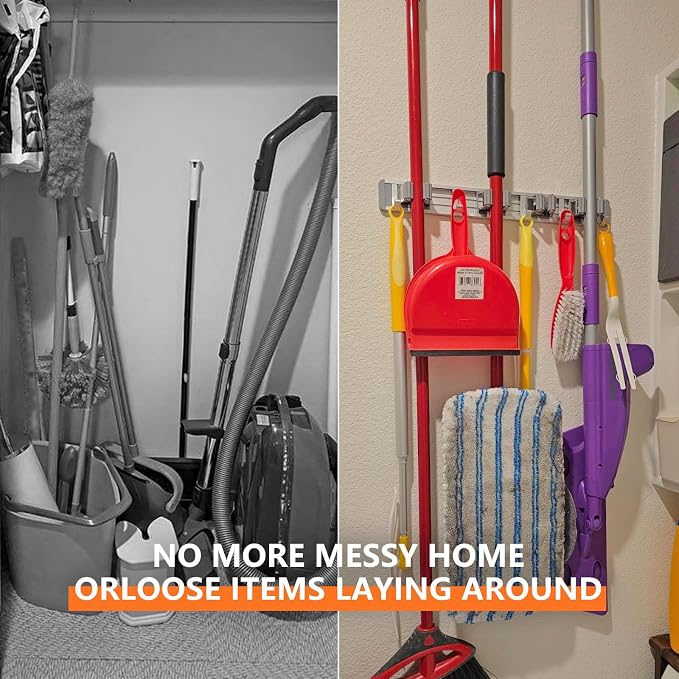 reliahom Adjustable Broom Holder Wall Mount, Mop Storage Tool Racks, Broom - Image 4