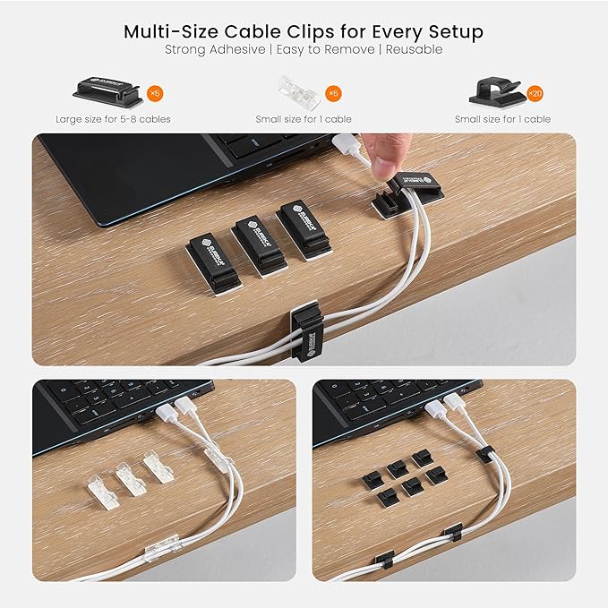 EUREKA ERGONOMIC Cable Management Organizer Kit Cable Raceways 316 PCS - Image 6