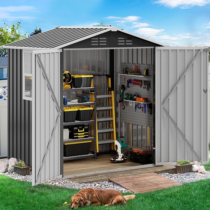 DWVO 6x4ft Metal Outdoor Storage Shed - Image 3