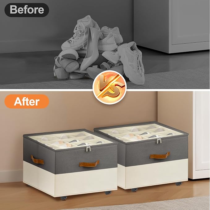Shoe Organizer for Closet, 2 Pack Shoe Storage Organizer - Image 6