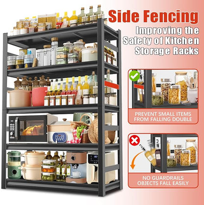 2500LBS Heavy Duty Metal Shelving Unit, 5-Tier Adjustable Kitchen Storage - Image 5