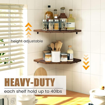 Fun Memories Corner Shelf Wall Mount, Floating Corner Shelves, Rustic Wood Wall - Image 3