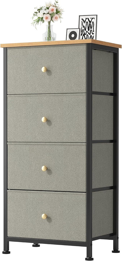 DUMOS Nightstand with 4 Drawers Bedside Table with Removable Fabric Bins Sturdy by DumosLifestyle