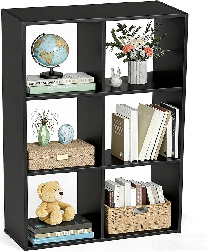 Simple Deluxe 6 Cube Storage Organizer, 3 Tier Stackable Bookshelf, Open Cube by SimpleDeluxe