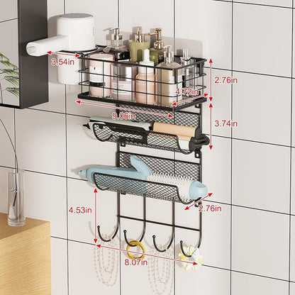 4 tiers Hair Dryer Holder Styling Tool Organizer Wall-Mounted Storage Wire - Image 6