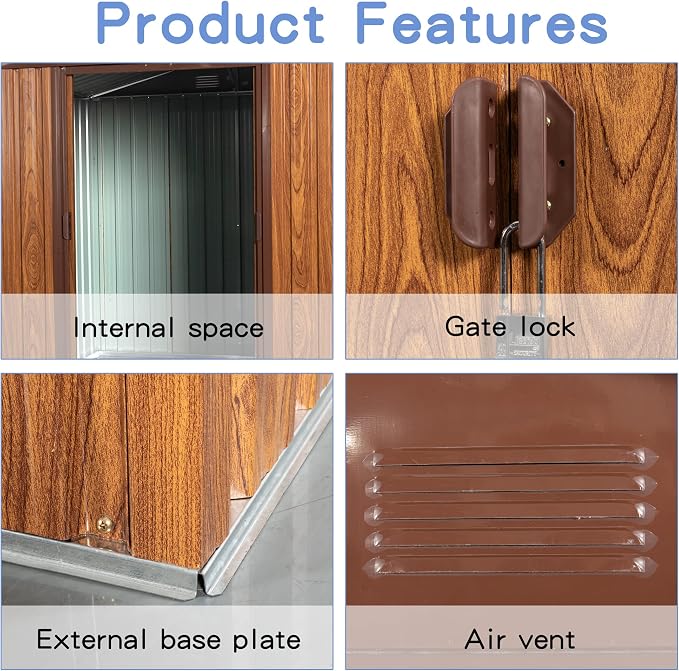 Outdoor Metal Storage Shed Window Ventilation Foundation Frame Waterproof - Image 4