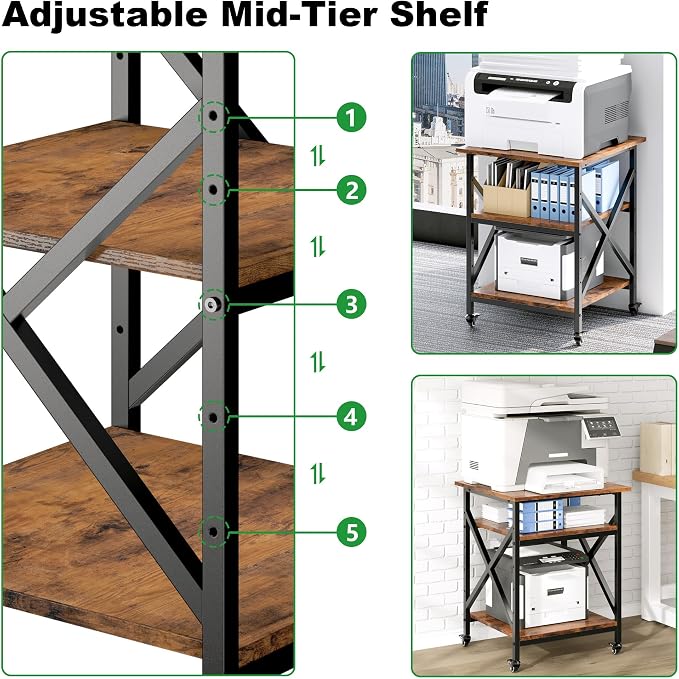 Ollieroo 3 Tier Printer Stand, Large Table - Image 6
