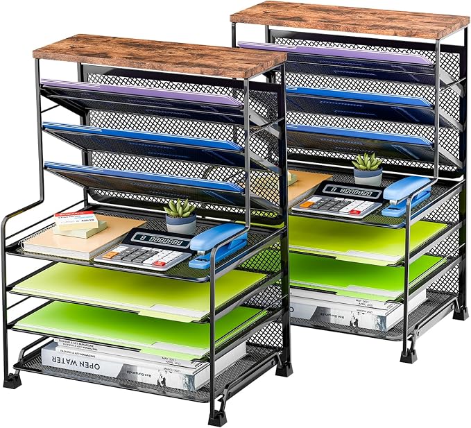 Simple Trending 7 Tier Desk File Organizer, 2 Pack Letter Tray Paper Organizer by SimpleTrending