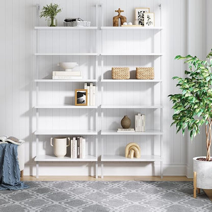 Nathan James Theo 6-Shelf Tall Modern Bookshelf, Wall Mount Ladder Shelf by Unknown