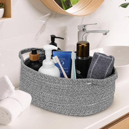 Small Woven Cotton Rope Basket Cute Baby Gift Baskets Empty Decorative Storage - Image 5