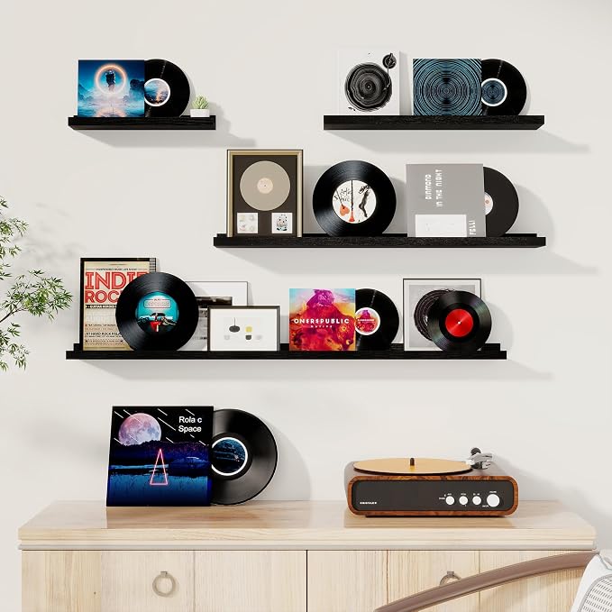 Fun Memories Picture Ledge Shelf, 16 Inch Long Floating Shelves Set of 6 - Image 2
