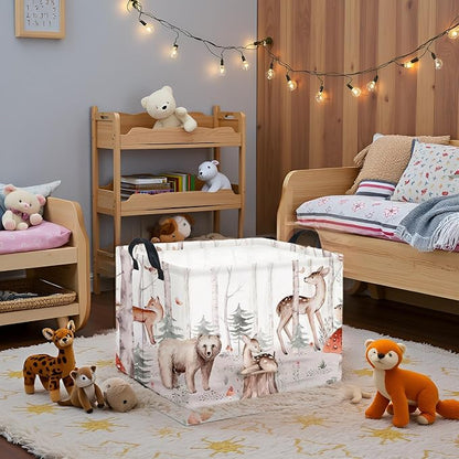 Rectangular Woodland Animal Basket Kids Baby Storage Basket Cute Storage Bin - Image 2