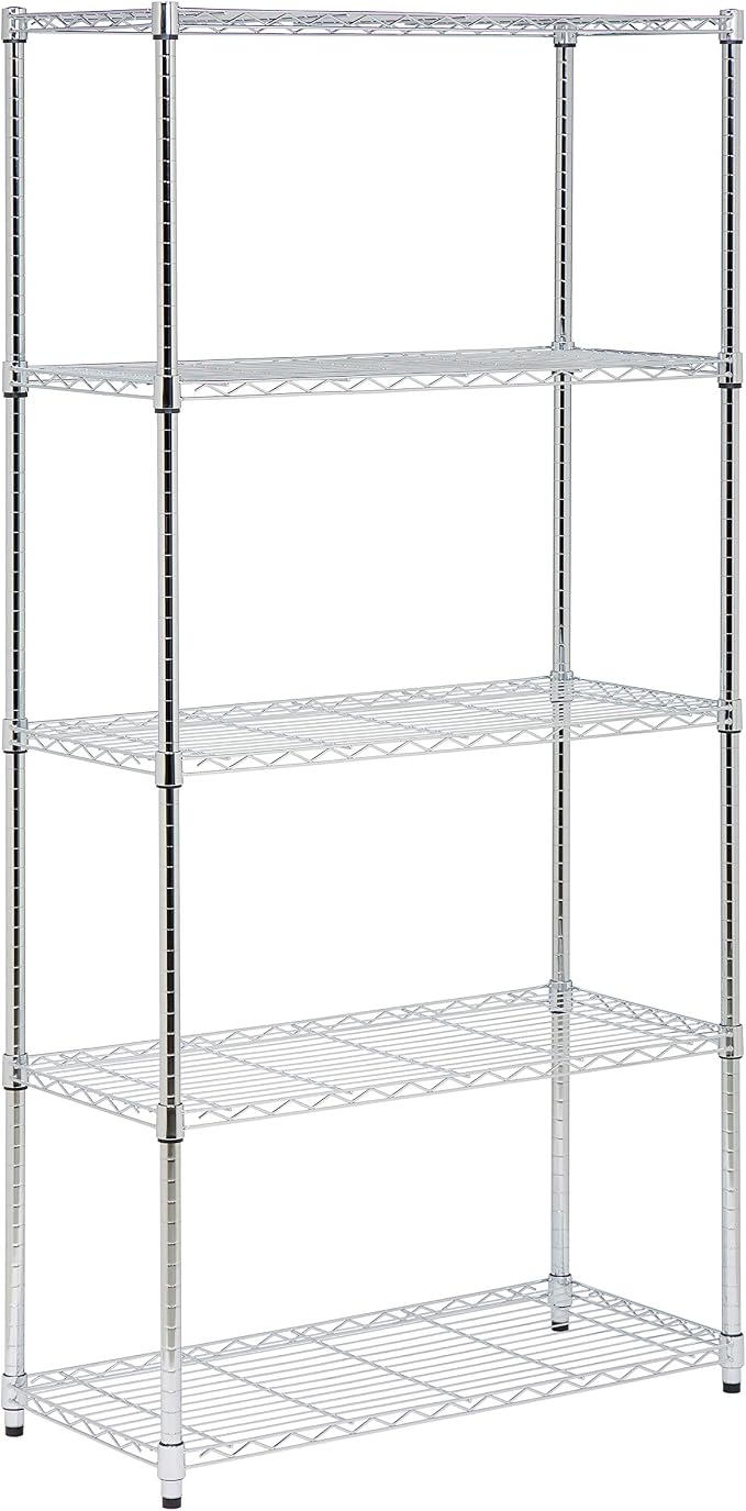 Honey-Can-Do 5-Tier Rolling Chrome Wire Shelf, 350 lb/Shelf, 750 lb total on - Image 4