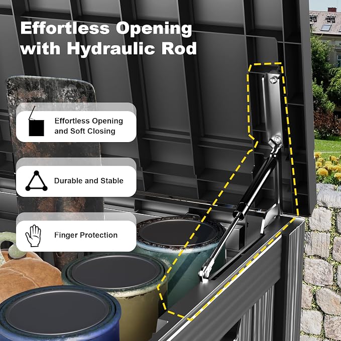150 Gallon Waterproof Outdoor Storage Box, UV Resistant Resin Deck Box - Image 3