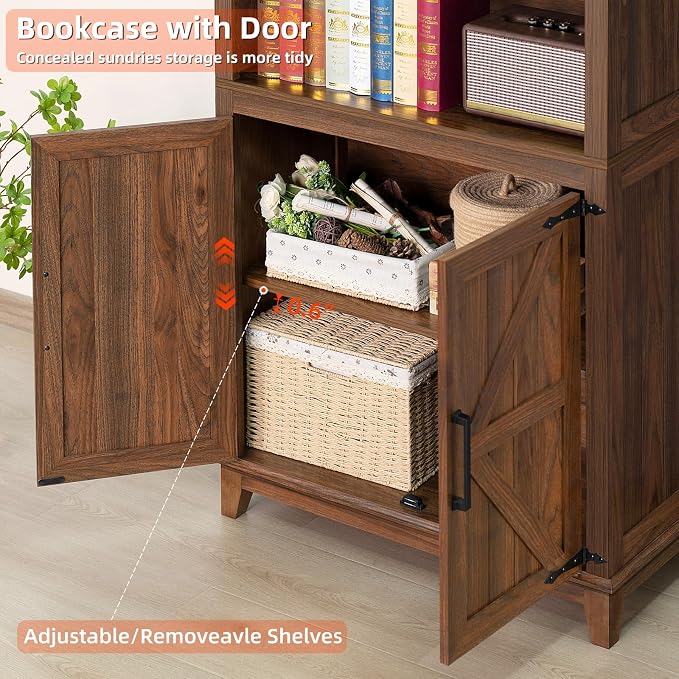 70in Tall Bookshelf 5 Tier Bookcase - Image 5