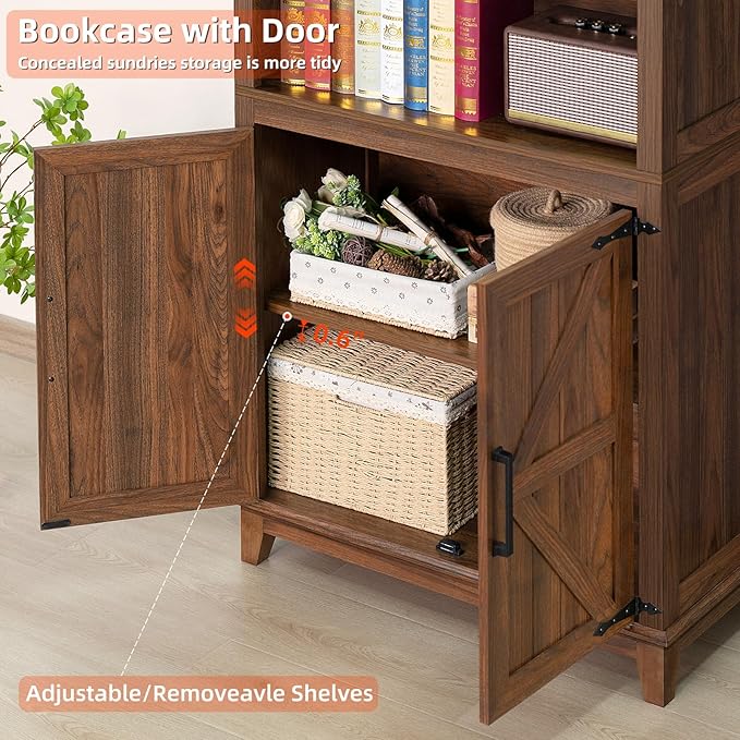 70in Tall Bookshelf 5 Tier Bookcase - Image 5