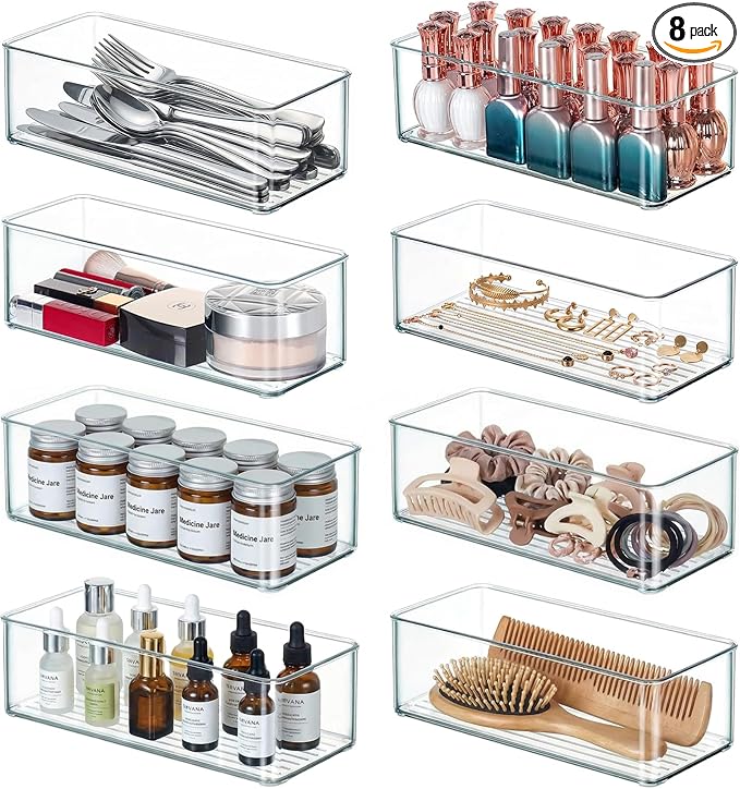 Qilinba 8 PACK Drawer Organizers Deep Drawer Organizer Bins Silverware by QILINBA