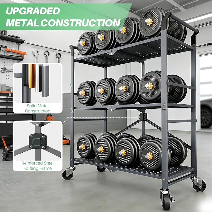SNTD 3 Tier Rolling Cart, Metal Utility Cart on Wheels, Lockable Casters - Image 6