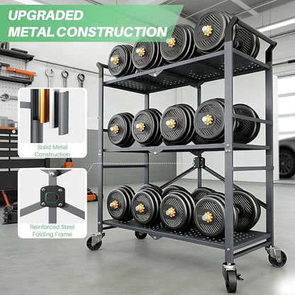 SNTD 3 Tier Rolling Cart, Metal Utility Cart on Wheels, Lockable Casters - Image 6