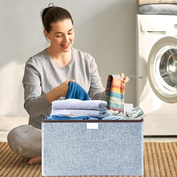 Foldable Storage Bins with Lids, Decorative Storage Baskets, Large Storage Boxes - Image 5