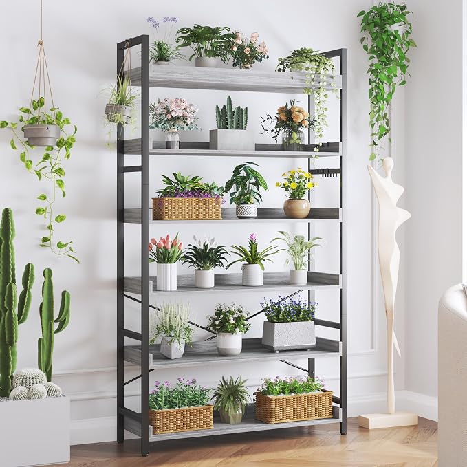 HCHQHS Bookshelf, Adjustable Industrial Bookcase, Vertical Tall Book Shelf - Image 8
