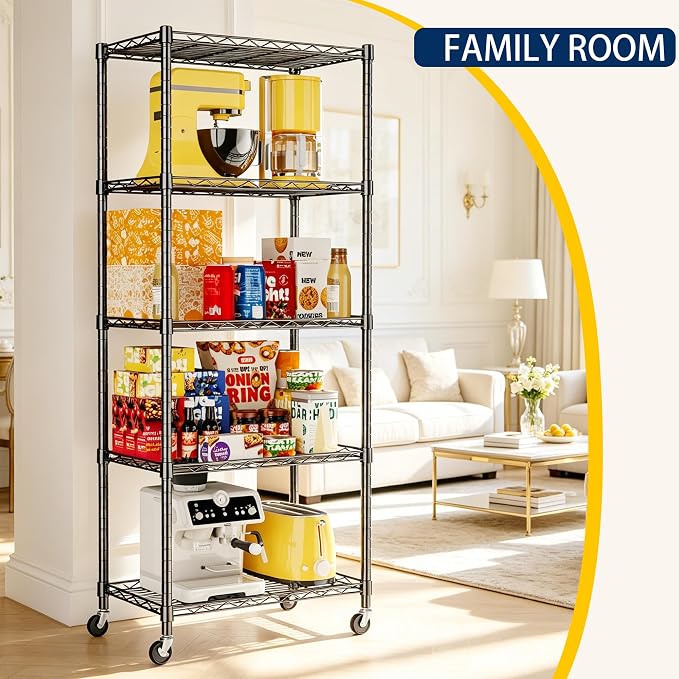 REGILLER 5-Wire Shelving Metal Storage Rack Adjustable Shelves, Standing - Image 5