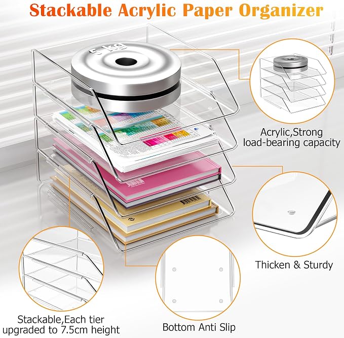 YKLSLH 4 Tier Paper Organizer Letter Tray - Image 2
