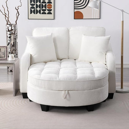 ERYE Chenille Tufted Loveseat Sofa and Ottoman Set, Tufted Recliner Sleeper - Image 14