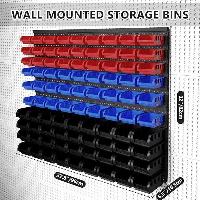 90Pcs Plastic Wall Mounted Storage Bins Parts Rack Nuts And Bolt Bins Organizer - Image 5
