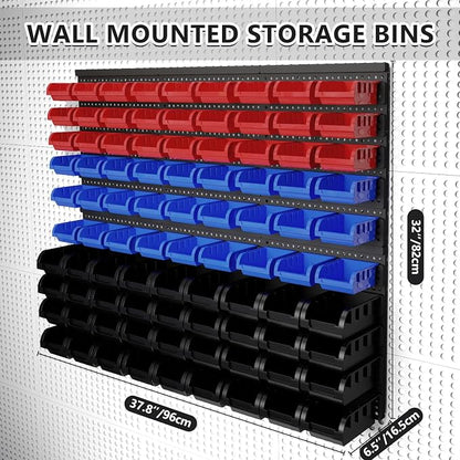 90Pcs Plastic Wall Mounted Storage Bins Parts Rack Nuts And Bolt Bins Organizer - Image 5