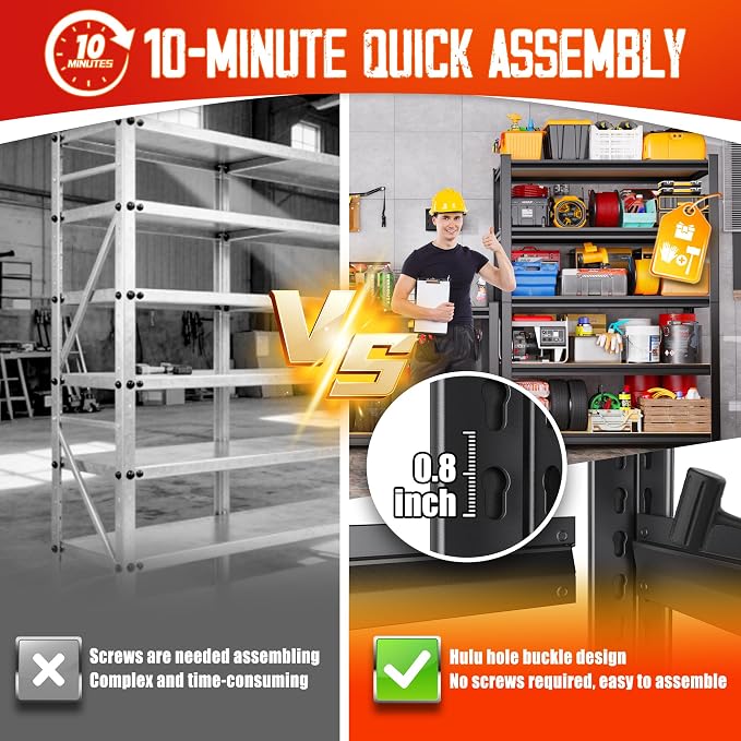 Set of 4 71"H-35"W-16D Garage Shelving-2050LBS 5 Tier Storage Shelves, - Image 5