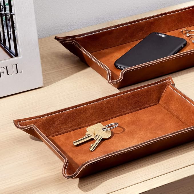 Navaris Faux Leather Valet Tray Set of 2 - Image 4