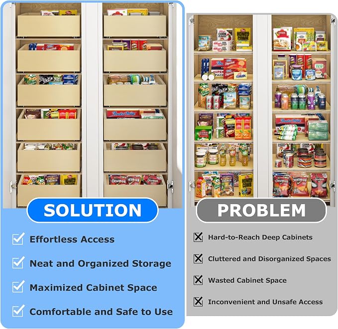 WelFurGeer Soft Close Pull Out Cabinet Organizer, Cabinets Roll Out Drawers - Image 4