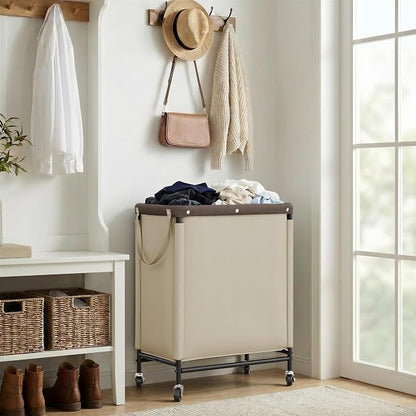 StorageWorks Laundry Hamper 2 Section, 100L Rolling Laundry Sorter Cart - Image 7