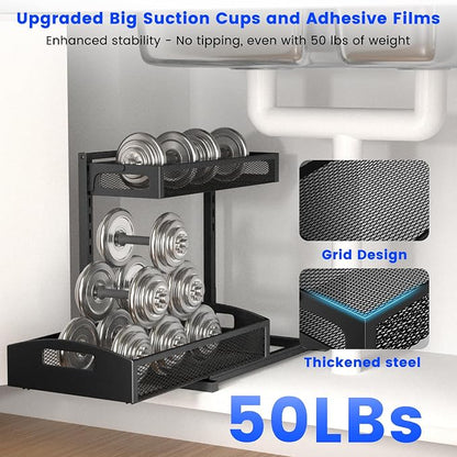 Under Sink Organizer, 2 Pack Height Adjustable Under Sink Organizers and Storage - Image 7